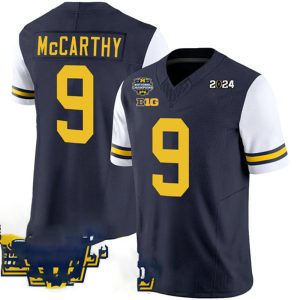 M.Wolverines_9J.J.McCarthyNavyWhite2024F.U.S.E.With2023NationalChampionsPatchStitchedJersey