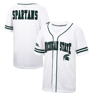 MichiganStateSpartansColosseumFreeSpiritedBaseballJersey-WhiteGreen-1